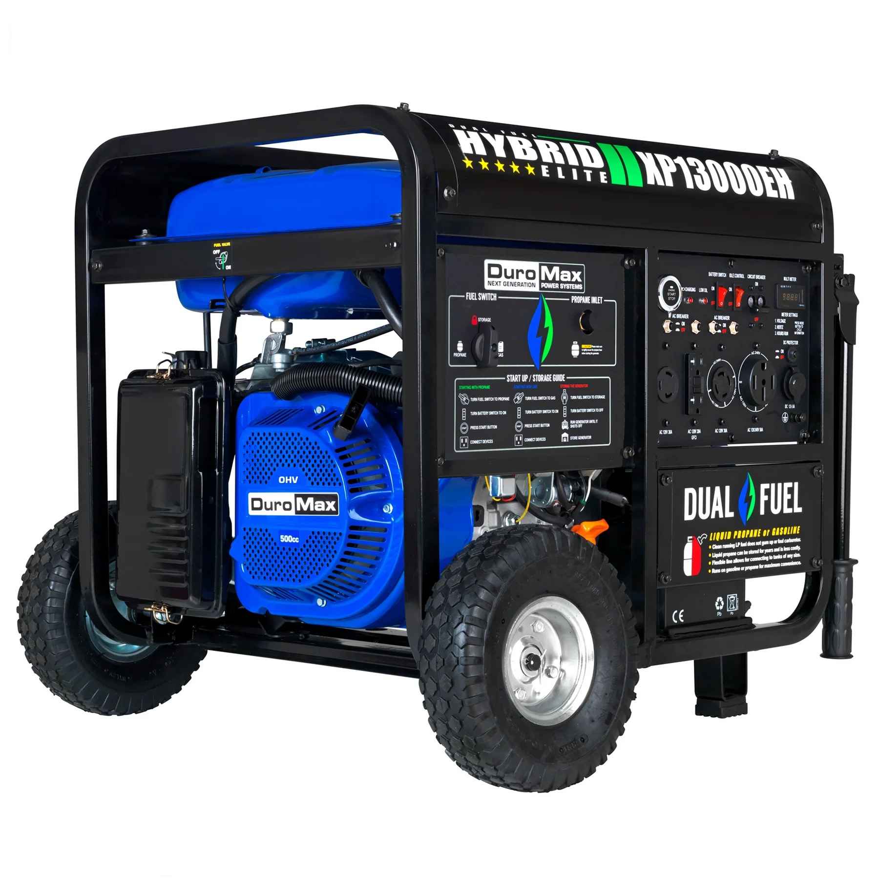 13,000-Watt-Dual-Fuel-Portable-Generator-with-10-Inch-Wheels-and-Handle-Kit