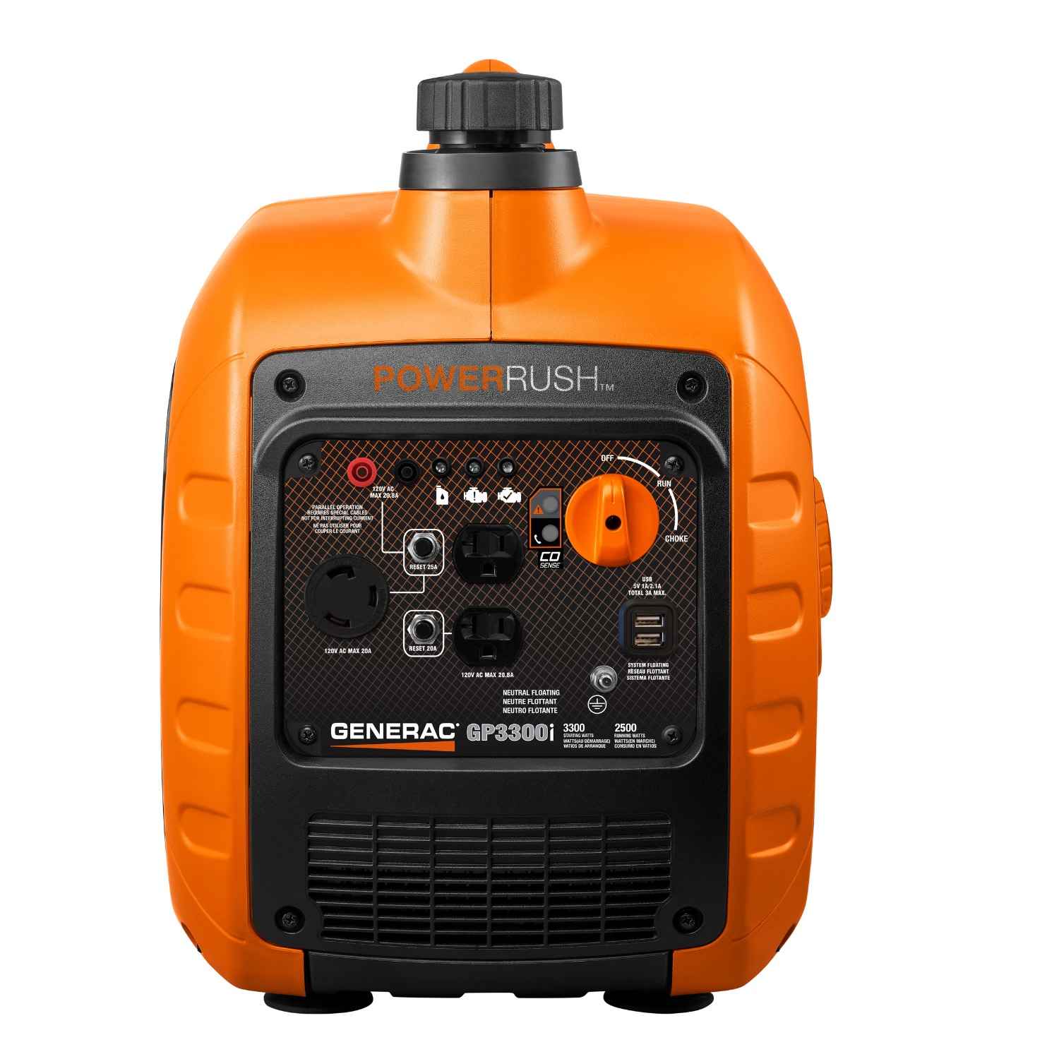 3300W Portable Inverter Generator - Quiet Gas Powered 20A. 60lbs. Generac