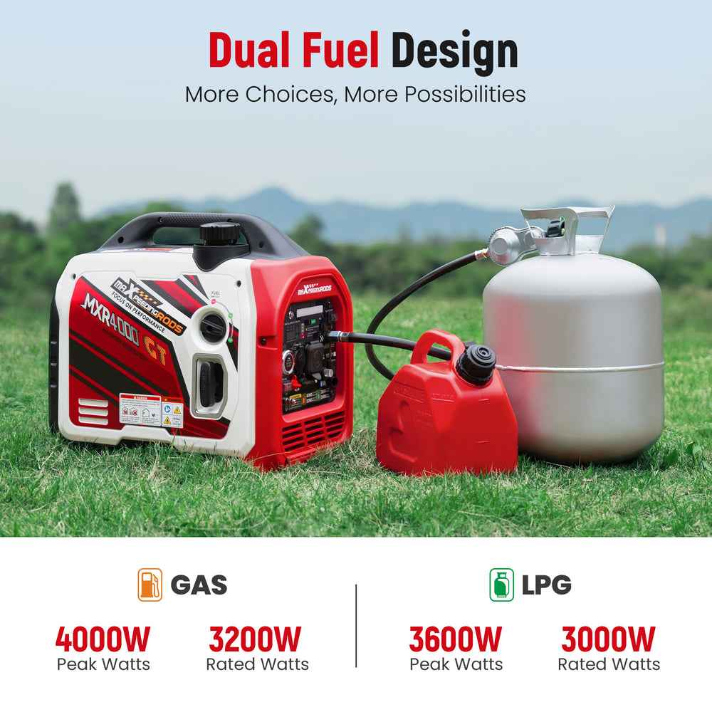 MXR4000GT 4000W Dual-Fuel Smart Inverter Generator for RVs – Electric & Bluetooth Start MXR (MaXpeedingRods)