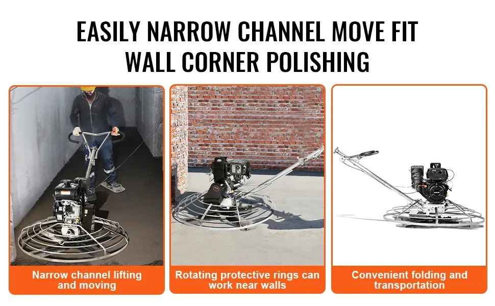 Power Trowel, 46' Walk-Behind Cement Trowel with Float Pan, 14HP Gas-Powered Smooth Concrete Surface Finisher, Heavy Duty Commercial Screed Concrete Cement with Finishing Blade Durvy Supply