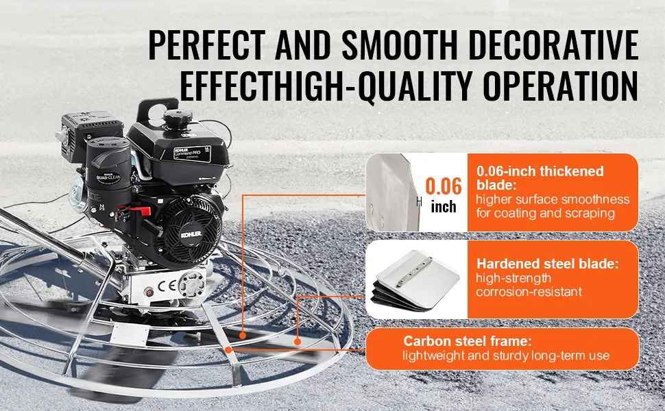 Power Trowel, 46' Walk-Behind Cement Trowel with Float Pan, 14HP Gas-Powered Smooth Concrete Surface Finisher, Heavy Duty Commercial Screed Concrete Cement with Finishing Blade Durvy Supply