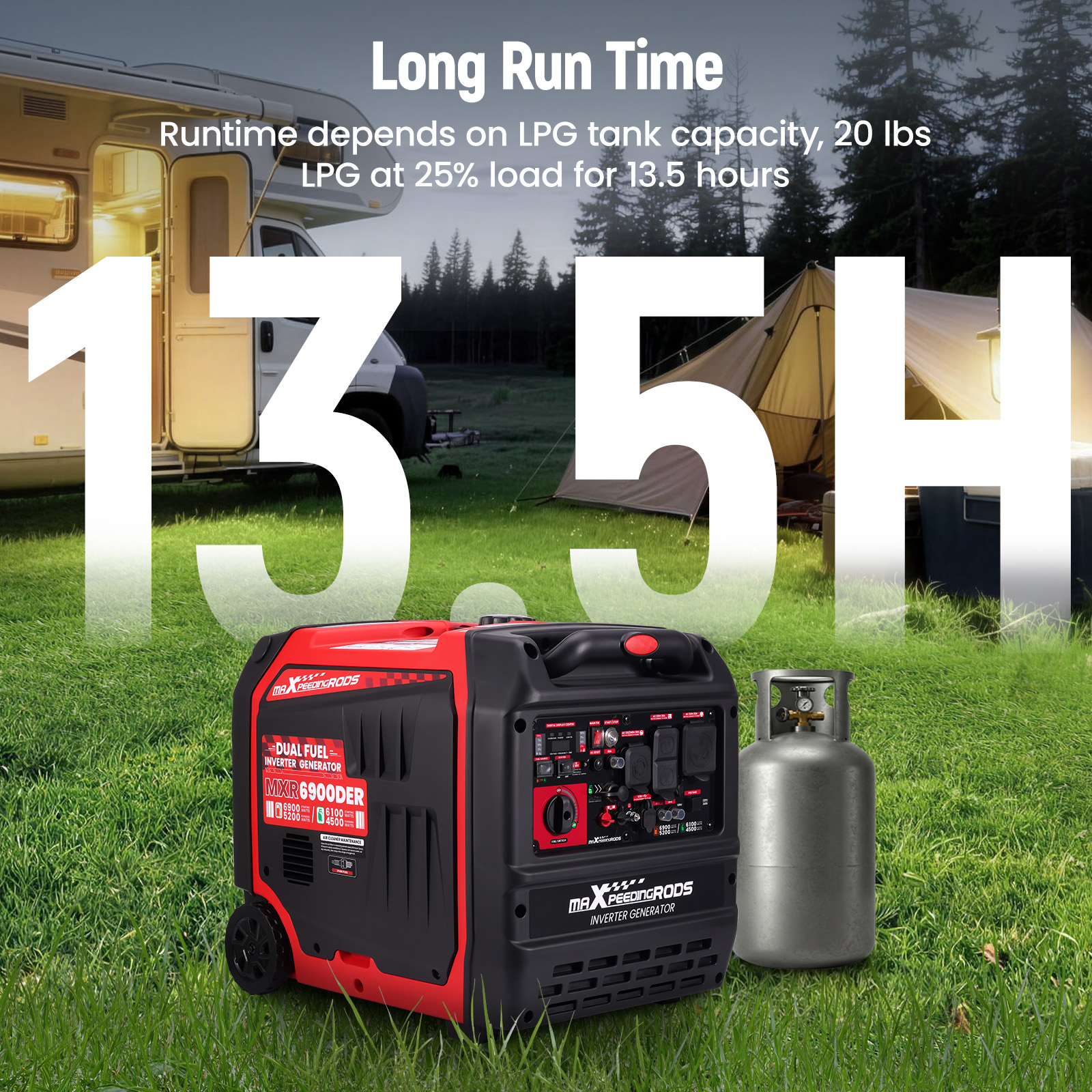 MXR6900DER 6900W Dual Fuel Quiet Gas/LPG Inverter Generator 120V/240V for Home Backup