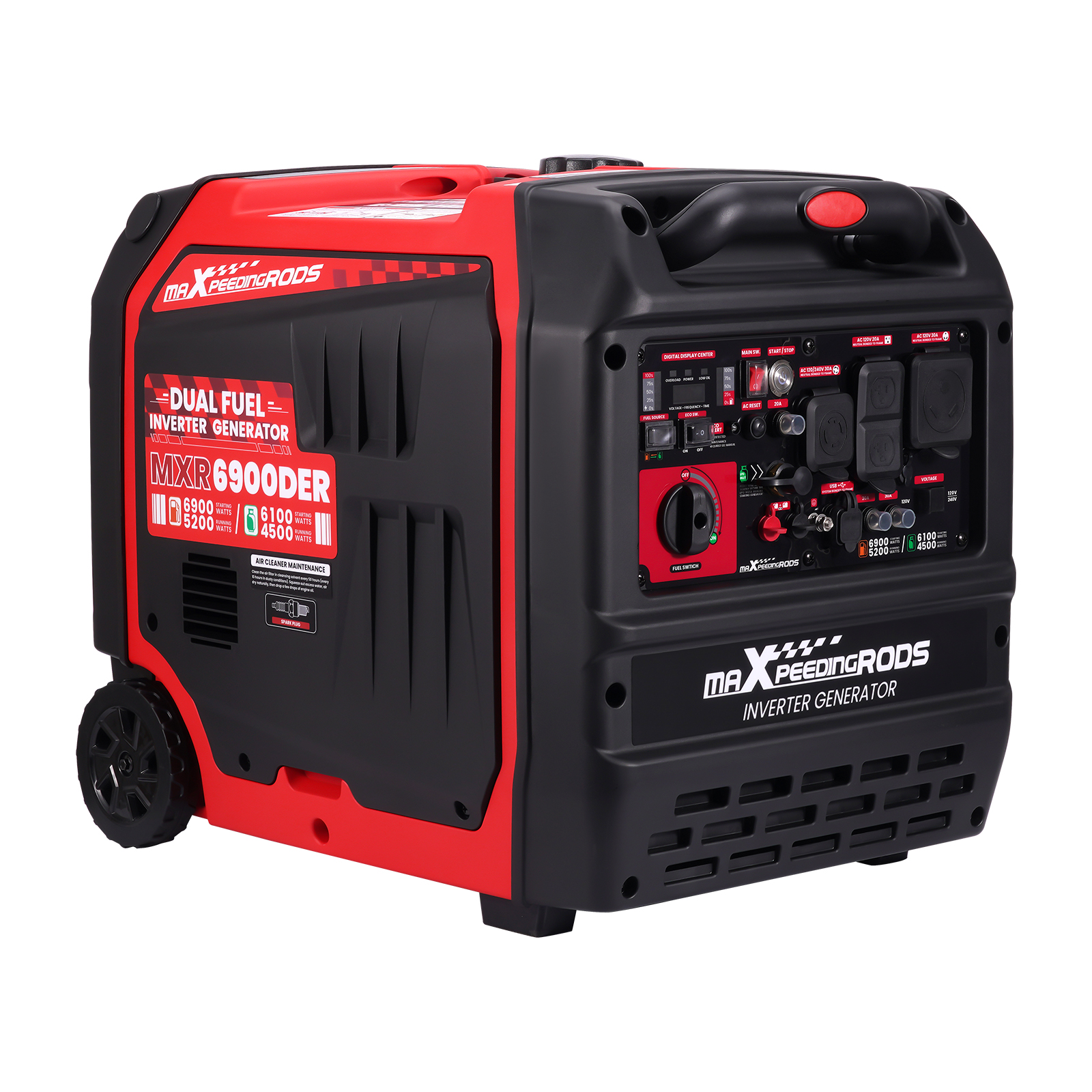 MXR6900DER 6900W Dual Fuel Quiet Gas/LPG Inverter Generator 120V/240V for Home Backup