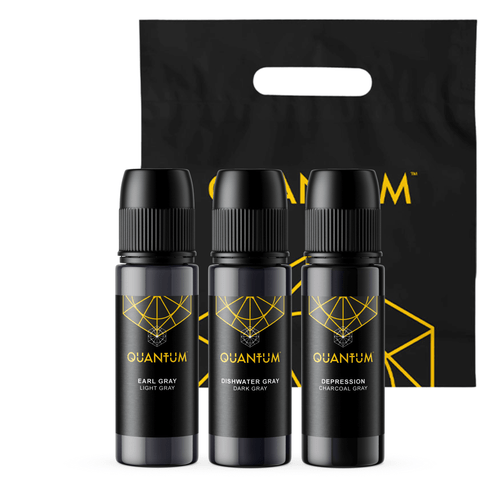 Quantum Original Black & Yellow Tattoo Ink - 3 Shades of Gray Set