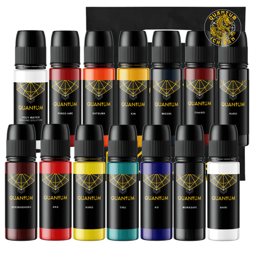 Quantum Original Black & Yellow Tattoo Ink - Ichiban full set plus Shading Solution Quantum Original Black & Yellow Tattoo Ink - Ichiban full set plus Shading Solution