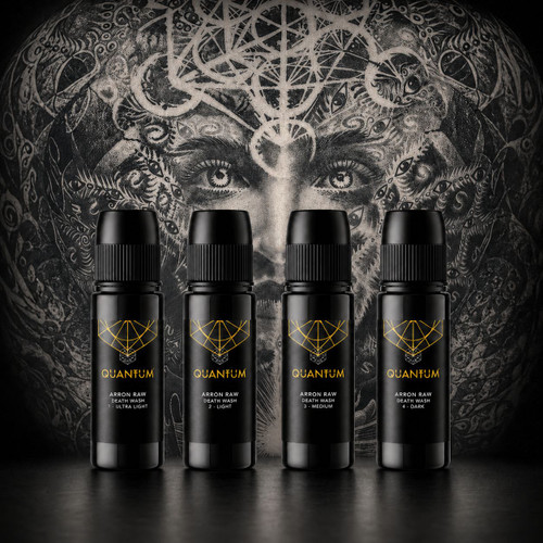 Quantum  Original Black & Yellow Tattoo Ink - Arron Raw - Skull & Bones 4 bottle set