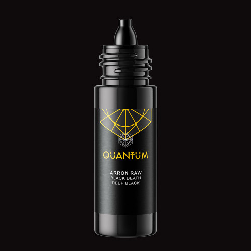 Quantum  Original Black & Yellow Tattoo Ink - Arron Raw - Skull & Bones - Black Death - Deep Black Quantum  Original Black & Yellow Tattoo Ink - Arron Raw - Skull & Bones - Black Death - Deep Black