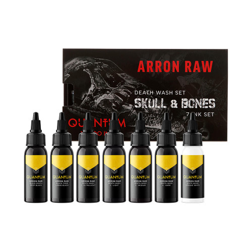 Quantum Gold Label Tattoo Ink - Arron Raw - Skull & Bones - Full Set of 7