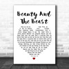 Angela Lansbury Beauty And The Beast White Heart Song Lyric Music Wall Art Print