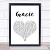 Ben Folds Gracie White Heart Song Lyric Music Wall Art Print