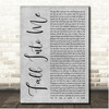 Forest Blakk Fall Into Me Grey Rustic Script Song Lyric Print