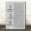 Giant Rooks Into Your Arms Grey Rustic Script Song Lyric Print