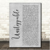 James Blunt Unstoppable Grey Rustic Script Song Lyric Print