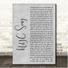 John Cafferty NYC Song Grey Rustic Script Song Lyric Print