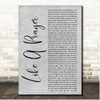 Madonna Like A Prayer Grey Rustic Script Song Lyric Print