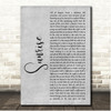 Our Last Night Sunrise Grey Rustic Script Song Lyric Print