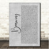 Roy Bailey Beeswing Grey Rustic Script Song Lyric Print