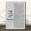 Stevie Wonder I Wish Grey Rustic Script Song Lyric Print