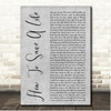 The Fray How To Save A Life Grey Rustic Script Song Lyric Print