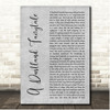 The Killers A Dustland Fairytale Grey Rustic Script Song Lyric Print