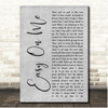 Adele Easy On Me Grey Rustic Script Song Lyric Print