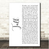 Coldplay Talk White Script Song Lyric Print