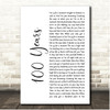 Five For Fighting 100 Years White Script Song Lyric Print