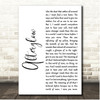 Genesis Afterglow White Script Song Lyric Print