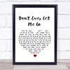 Eddie Cochran Don't Ever Let Me Go White Heart Song Lyric Music Wall Art Print