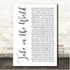 You Me At Six Take on the World White Script Song Lyric Print