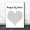 Eternal Angel Of Mine White Heart Song Lyric Music Wall Art Print