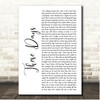 Bon Jovi These Days White Script Song Lyric Print