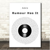 Adele Rumour Has It Vinyl Record Song Lyric Print