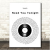 INXS Need You Tonight Vinyl Record Song Lyric Print