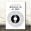 Joey Scarbury Believe It or Not Vinyl Record Song Lyric Print