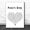 John Denver Annie's Song White Heart Song Lyric Music Wall Art Print