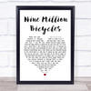 Katie Melua Nine Million Bicycles White Heart Song Lyric Music Wall Art Print