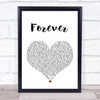 Kiss Forever White Heart Song Lyric Music Wall Art Print