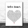 Lana Del Rey Video Games White Heart Song Lyric Music Wall Art Print