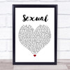 NEIKED Sexual White Heart Song Lyric Music Wall Art Print