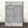 Spice Girls 2 Become 1 Grey Burlap & Lace Song Lyric Print