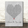 Simple Plan Welcome to My Life Grey Heart Song Lyric Print