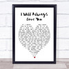 Whitney Houston I Will Always Love You Heart Song Lyric Music Wall Art Print