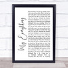 Owl City My Everything White Script Song Lyric Music Wall Art Print