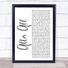 Cher After All White Script Song Lyric Music Wall Art Print