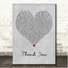 Diana Ross Thank You Grey Heart Song Lyric Print