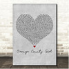Gwen Stefani Orange County Girl Grey Heart Song Lyric Print