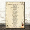 Sarah Brightman & Andrea Bocelli Time to say Goodbye Vintage Guitar Song Lyric Print