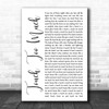 AC DC Touch Too Much White Script Song Lyric Music Wall Art Print