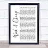 Scorpions Wind of Change White Script Song Lyric Music Wall Art Print